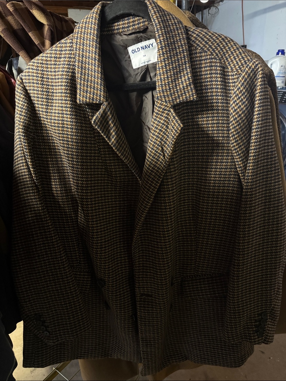 Old Navy Brown and Tan Houndstooth Blazer Jacket
